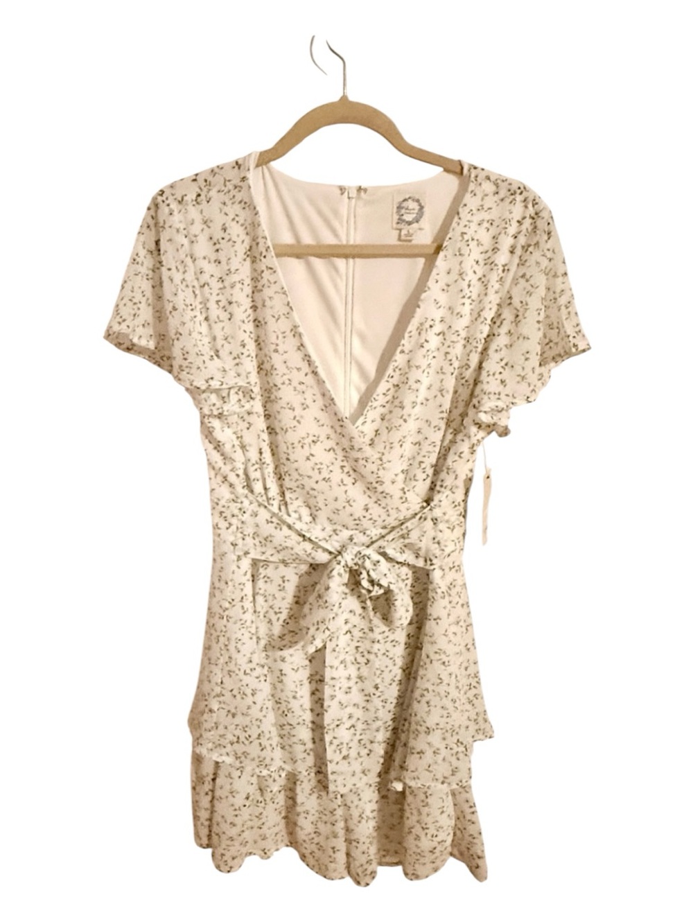 Francesca's Ivory Floral Print Dress